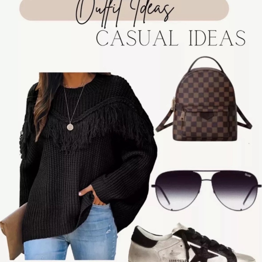 No Boundaries Oversized Fringe Knit Black Sweater✨NWT